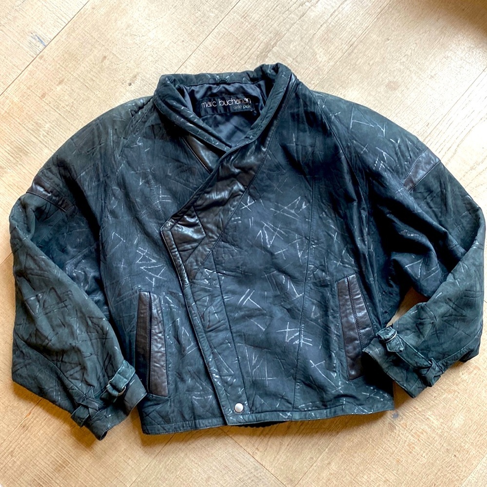 Pelle Pelle Marc Buchanan Vintage Black Leather Jacket Size 38
